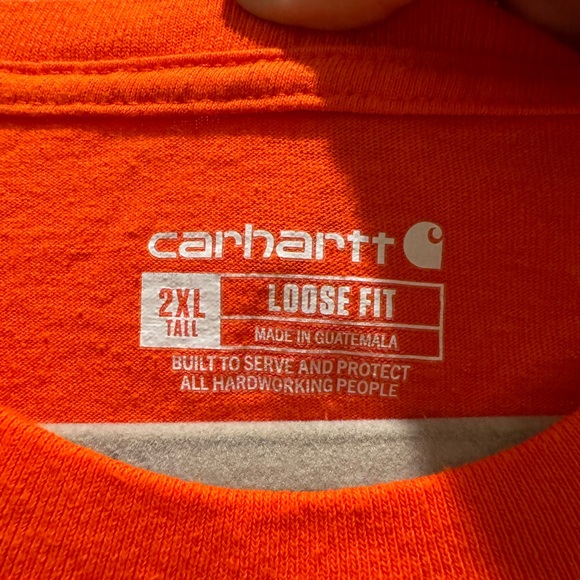 Carhartt 2XLT Workwear 100% Cotton Heavyweight Pocket T-Shirt Tee Bold Orange - Picture 3 of 5